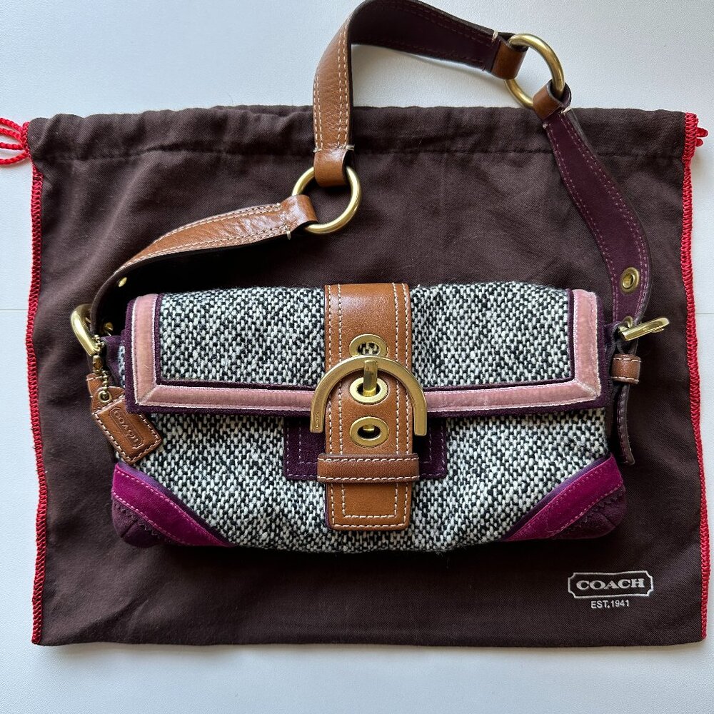 RARE Vintage Coach Soho Tweed & Suede small bag WITHOUT bow